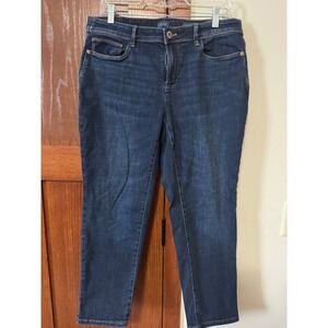 J. Jill Denim Authentic Fit Slim Ankle Jeans Dark Wash Blue Womens 16P Petite